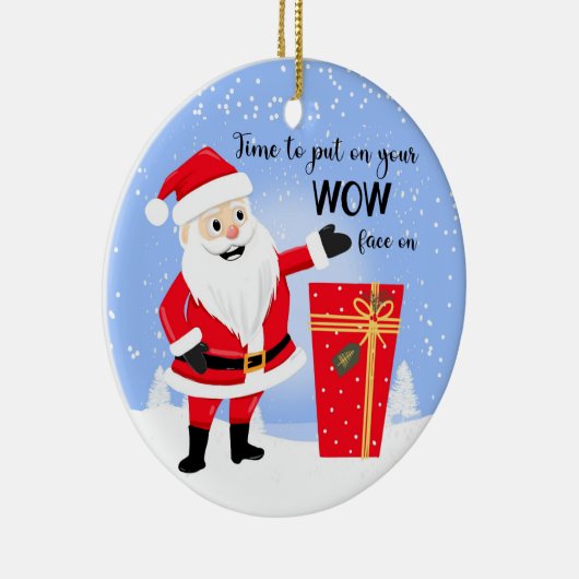 メリークリスマスカードのあなたの素晴らしい顔をパトンする時間 セラミックオーナメント (右)