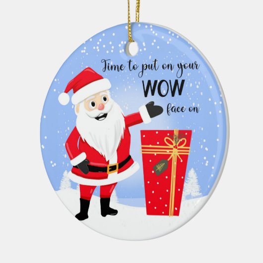 メリークリスマスカードのあなたの素晴らしい顔をパトンする時間 セラミックオーナメント (左)