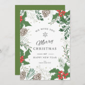 メリークリスマスカードクリスマスの葉のフレーム シーズンカード (正面/裏面)