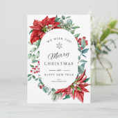 メリークリスマスカードクリスマスポインセチアのフレーム シーズンカード (スタンド正面)
