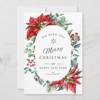 メリークリスマスカードクリスマスポインセチアのフレーム シーズンカード