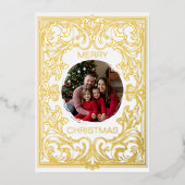 メリークリスマスカードテンプレートアールヌーボー編集可能 箔シーズンカード (正面)