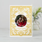 メリークリスマスカードテンプレートアールヌーボー編集可能 箔シーズンカード (立ち正面)