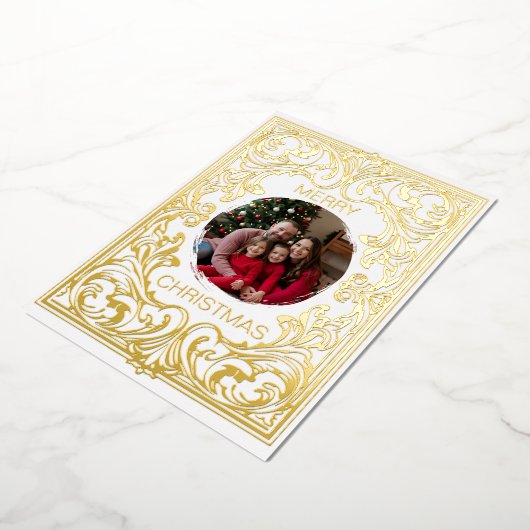 メリークリスマスカードテンプレートアールヌーボー編集可能 箔シーズンカード (回転した状態)