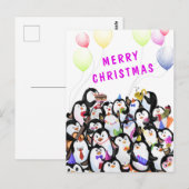 メリークリスマスカードハッピーペンギンパーティー ポストカード (正面/裏面)
