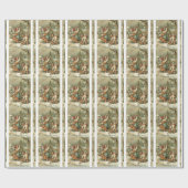 メリークリスマスカードヴィンテージの休日の子供の木 ラッピングペーパー (フラット)