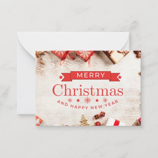 メリークリスマスカードヴィンテージルッククリスマスカード ノートカード (正面)