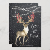 メリークリスマスカード冬の雪鹿スタッグ シーズンカード (正面/裏面)