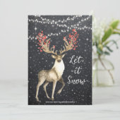 メリークリスマスカード冬の雪鹿スタッグ シーズンカード (スタンド正面)