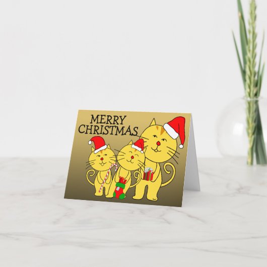 メリークリスマスカード家族の猫 シーズンカード (正面)