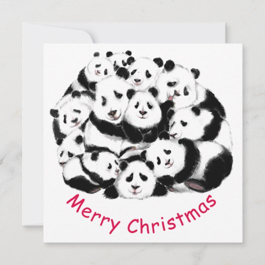 メリークリスマスカード幸せなパンドラ(PANDAS)ファミリーおもしろい- (裏面)