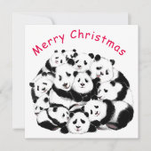 メリークリスマスカード幸せなパンドラ(PANDAS)ファミリーおもしろい- (正面)