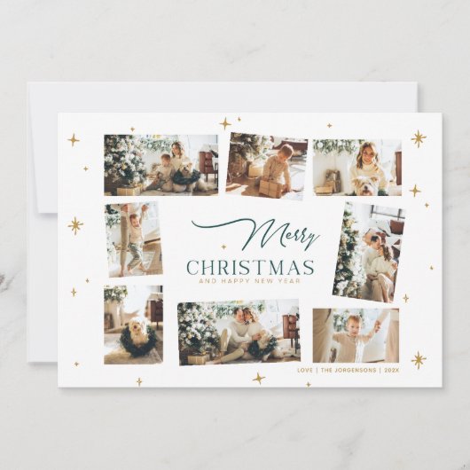 メリークリスマスカード8写真コラージホリデーカード シーズンカード (正面)