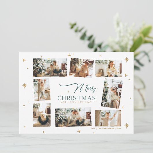 メリークリスマスカード8写真コラージホリデーカード シーズンカード (スタンド正面)