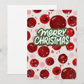 メリークリスマスカード – フェスティバルレッドホリデーボーブル シーズンカード (正面/裏面)