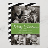 メリークリスマスカード |フラット |緑 シーズンカード (正面/裏面)