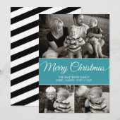 メリークリスマスカード |フラット |青 シーズンカード (正面/裏面)