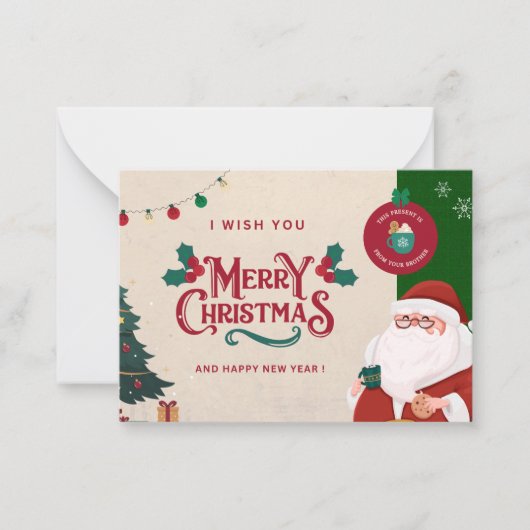 メリークリスマスカード( wishing card )。 ノートカード (正面)