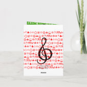 メリークリスマスカードGクレフ、 音符記号ミュージックノートレッド シーズンカード (裏面)