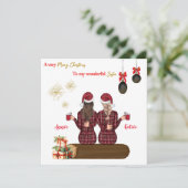 メリークリスマスカーパーソナライズされたドクリスマス最高のの友人 招待状 (スタンド正面)