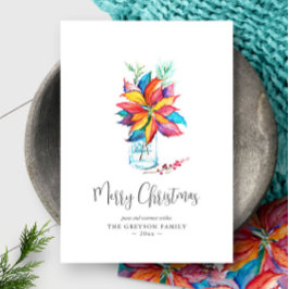 メリークリスマスカー鮮やかド水彩植物学 シーズンカード