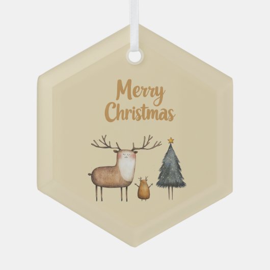 メリークリスマスガーデンフォレスト ガラスオーナメント (正面)