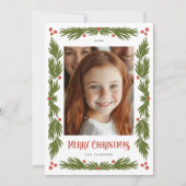 メリークリスマスガーランド縁どホリデーデザイン シーズンカード (正面)