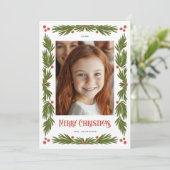 メリークリスマスガーランド縁どホリデーデザイン シーズンカード (スタンド正面)