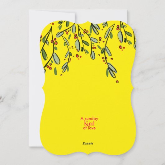 メリークリスマスガールとプレゼントイエローホリデイ シーズンカード (裏面)