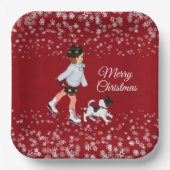 メリークリスマスガールキッズウィンタースノーフレークパーティー ペーパープレート (正面)