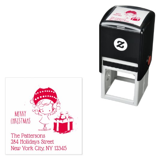 メリークリスマスガールギフトファミリー差出人住所 セルフインキングスタンプ (インサイチュ)