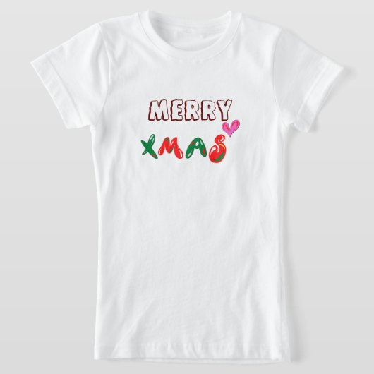 メリークリスマスガールズホワイト Tシャツ (レイダウン)