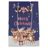 メリークリスマスガールトナカイ甘い妖精 ミディアムペーパーバッグ (裏面)