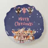 メリークリスマスガールトナカイ甘い妖精 ラウンドクッション (裏面)