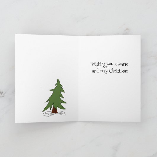 メリークリスマスガール歩くの雪のステップ カード (内部)