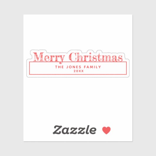 メリークリスマスキスカットの家名シール シール (シート)