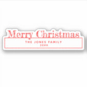 メリークリスマスキスカットの家名シール シール (正面)