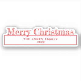 メリークリスマスキスカットの家名シール シール