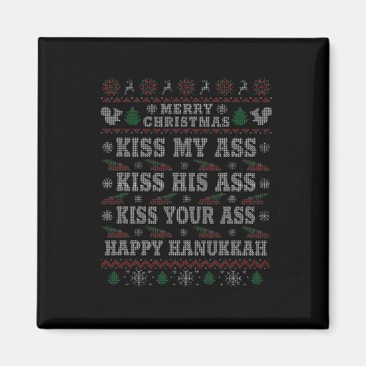メリークリスマスキス私の彼の幸せなハヌカー マグネット (正面)