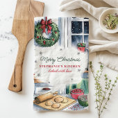 メリークリスマスキッチンベーキングシーンパーソナライズされた キッチンタオル