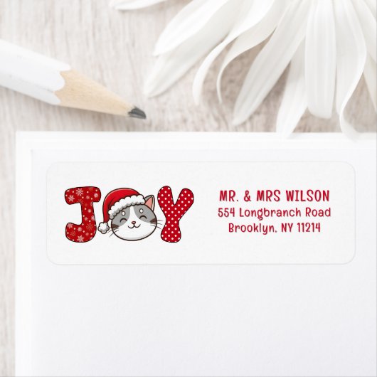 メリークリスマスキティキャット「JOY」差出人住所 ラベル (インサイチュ)