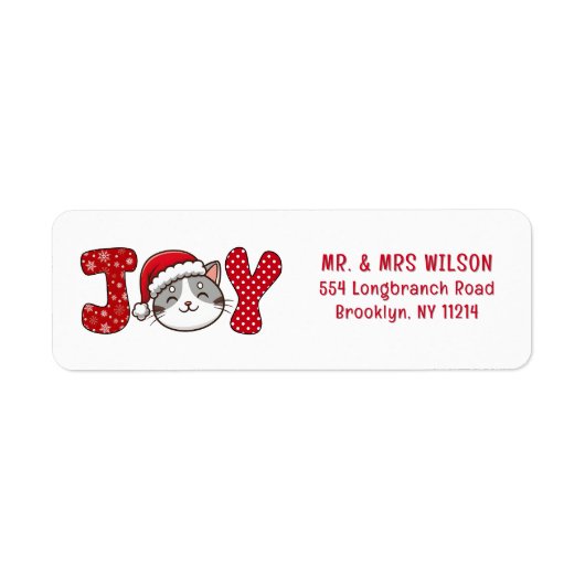 メリークリスマスキティキャット「JOY」差出人住所 ラベル (正面)