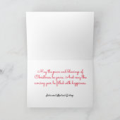 メリークリスマスキティ猫がバードウォッチング平和の喜び シーズンカード (内部)