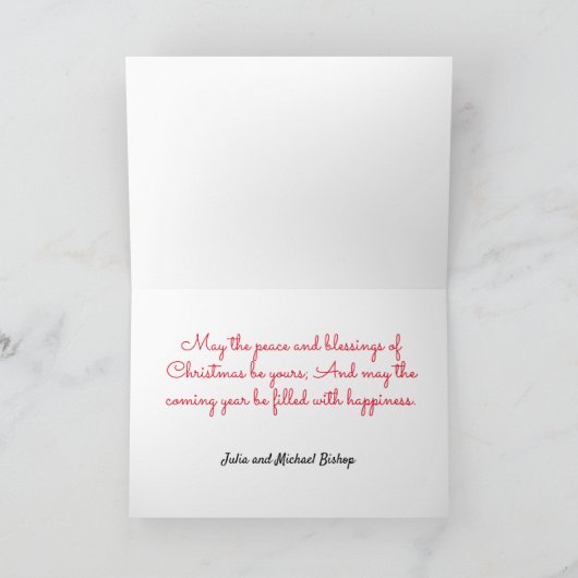 メリークリスマスキティ猫がバードウォッチング平和の喜び シーズンカード (内部)