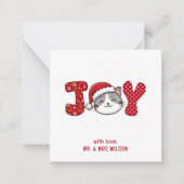 メリークリスマスキティ猫「JOY」 ノートカード (正面)