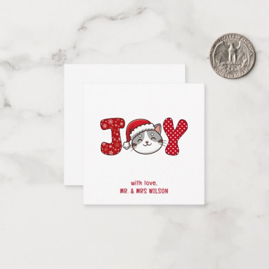 メリークリスマスキティ猫「JOY」 ノートカード (正面/裏面インサイチュ)