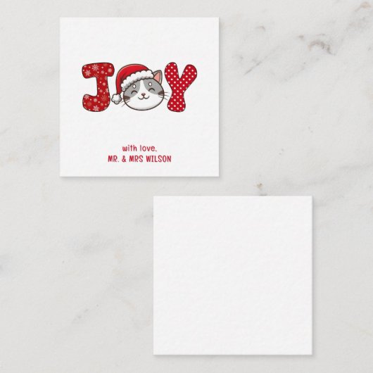 メリークリスマスキティ猫「JOY」 ノートカード (正面/裏面)