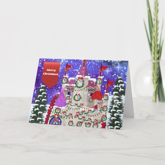 メリークリスマスキャッスルグリーティングカード カード (正面)