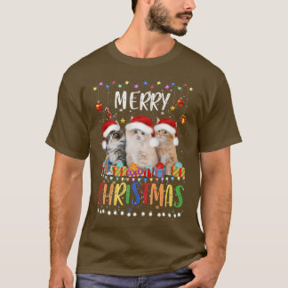 メリークリスマスキャッツサンタハットクリスマス灯 Tシャツ