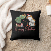 メリークリスマスキャットマムサンタハットマイクリスマス クッション (ブランケット)